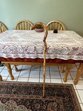 Serpent Snake Cane:Walking Stick Hand Carved Natural Light Wood - Varnished