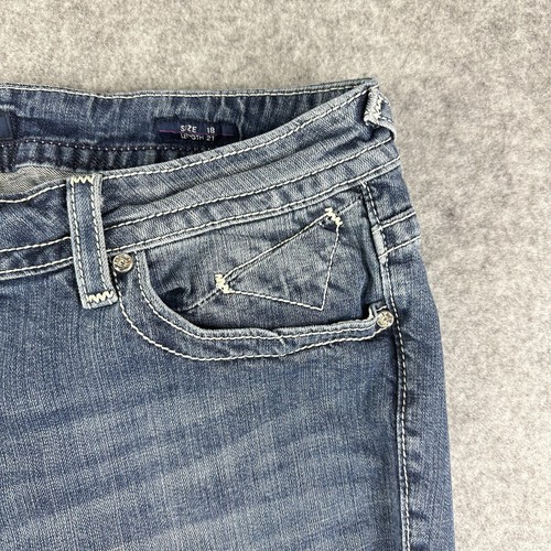 Vigoss The New York Capri Jeans Womens 18 Med Wash Mid Rise Flap Pockets Bling - Picture 4 of 19