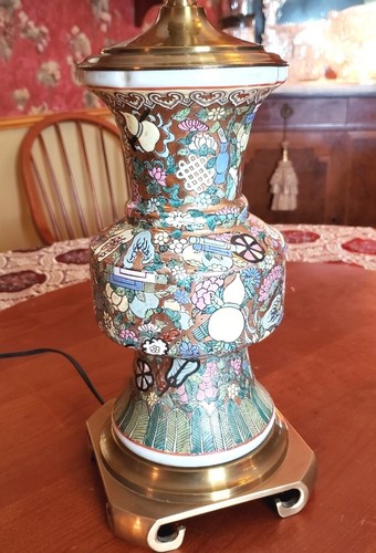 Vintage 23"Exquisite Oriental Wildwood Lamp Gold Bearer Lamp, model # 7426. - Picture 3 of 24