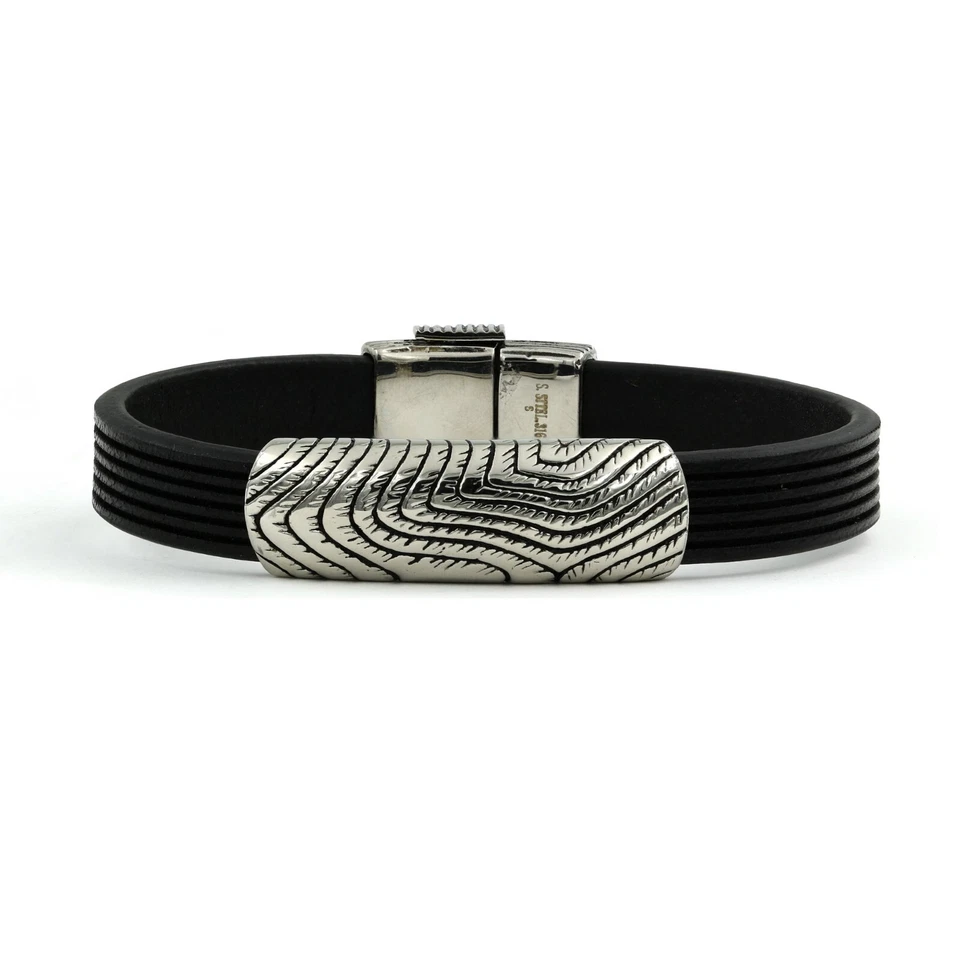 Pulsera de identificación de cuero de acero inoxidable de 8,5 pulgadas con bonito bloqueo Foto 2 de 4