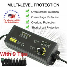 Universal 2.5A 60W 3-24V Adjustable DC Power Supply Adapter Display 9 Plugs Tips