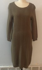 Calvin Klein Dk Tan Wavy Ribbed Knit Sweater Dress Size M