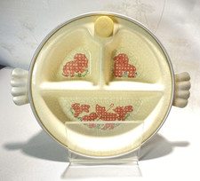 Vintage Little Bo Peep  Pink Lambs Hot Water Divided Baby Warming Feeding Dish