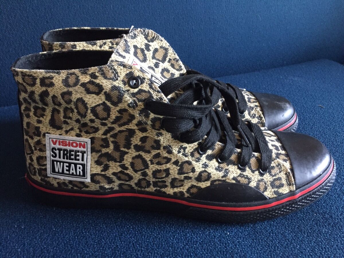 Vision Street Wear Vintage Canvas Leopard Cheetah Mens SZ 10 Vision Street Wear Vintage Canvas Leopard Cheetah Mens SZ 10