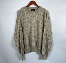 90s Expressions Textured Crewneck Pattern Sweater Adult Large Brown Geometric