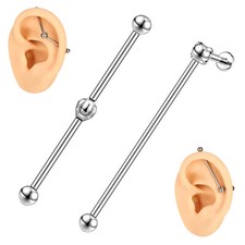 1 Piece 14g Surgical Steel Industrial Barbell Piercing Cartilage Earring Jewelry