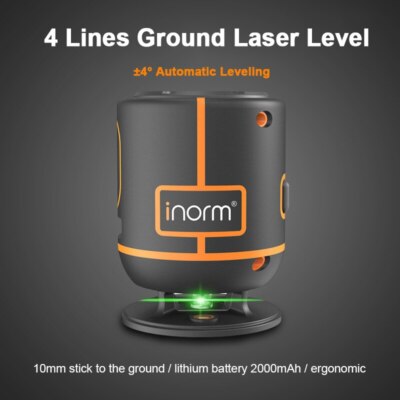 4 Lines Ground Laser Level Green Light Self-leveling 360 Horizontal Line Level