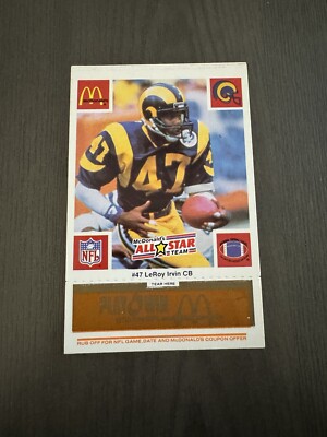 1986 McDonald's Play & Win All-Star Team Gold Orange Tab #47 LeROY IRVIN Card