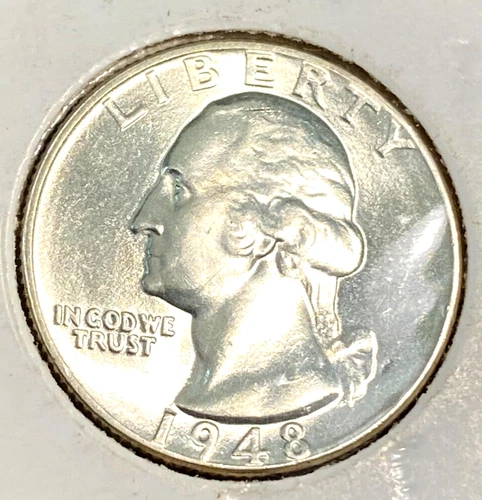 1948 Washington Quarter Nice Original Blast White Near Gem BU CHRC