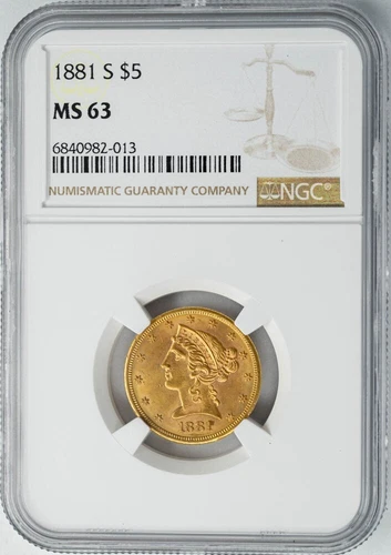 1881-S $5 Gold Liberty MS63 NGC 949921-15