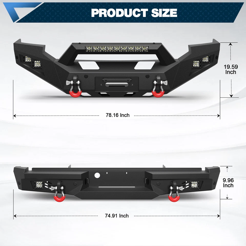 New Front/Rear Bumper w/Winch Plate For 2005-2007 Ford F250 F350 F450 Super Duty - Image 3 of 4
