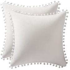 Decorative Pillow Cases 24x24: 2 Pack Cozy 24" x 24" Pack of 2 Cream White