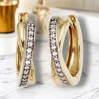Creolen 333 Gold Gelbgold Bicolor 28 Zirkonia Ohrringe Goldohrringe Goldcreolen