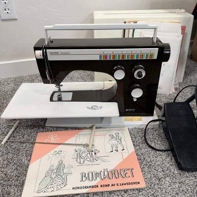 VINTAGE VIKING Husqvarna 6440 Sewing Machine Embroidery WITH Pedal Case Manual