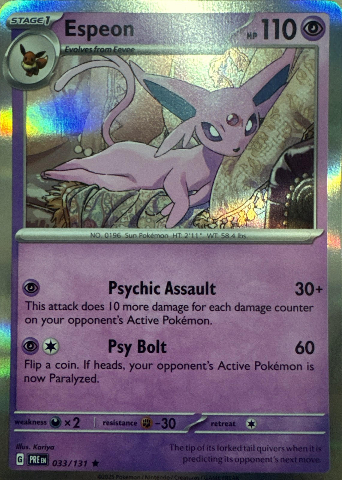 Espeon Holo Rare SV: Prismatic Evolutions 033/131 NM