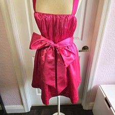 Maeve Anthropologie Pink Satin Tie Bow Waist Fit and Flare Party Dress Size 4