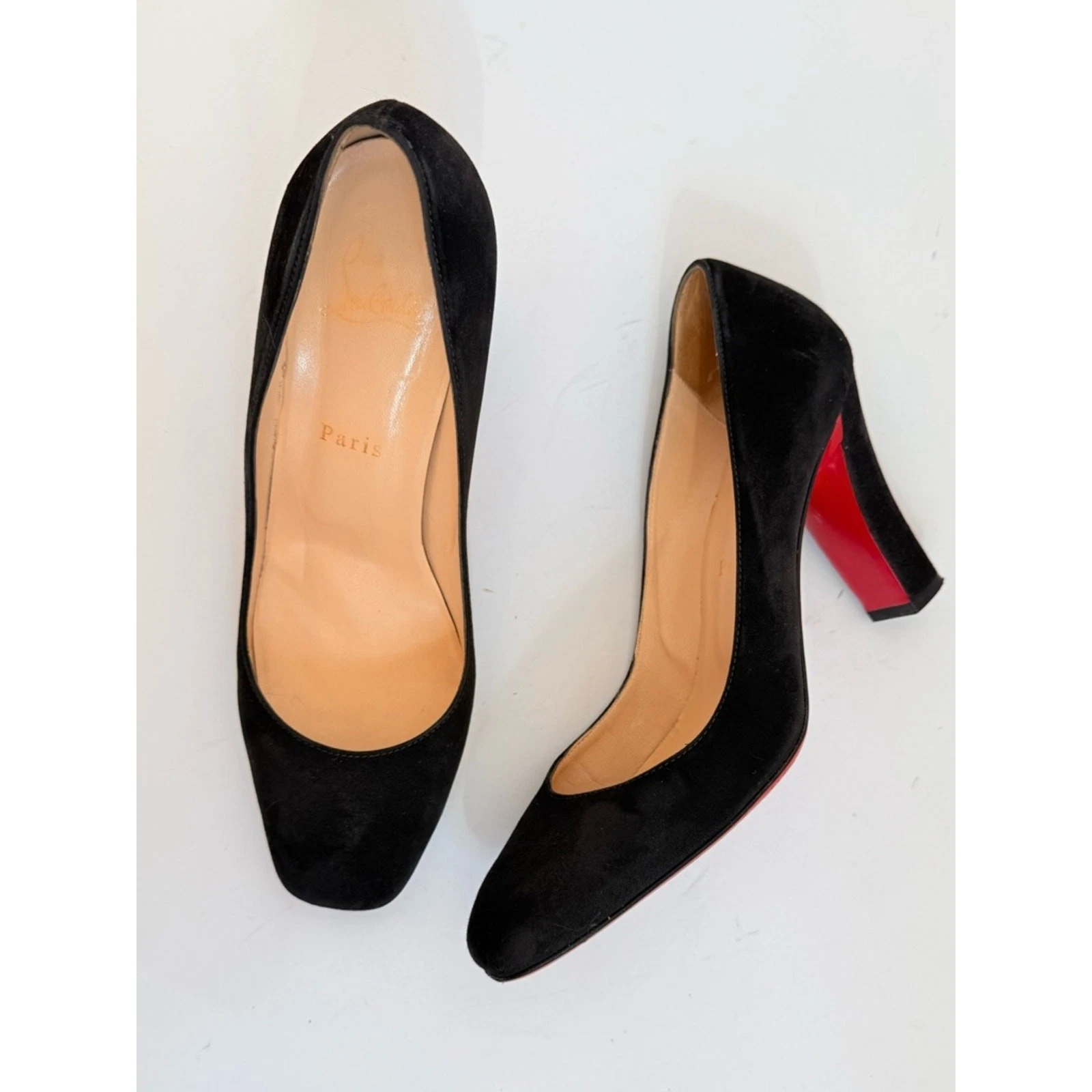 Christian Louboutin — Christian Louboutin Viva Pump 85 Black Suede Charbon Red Sole Heels EU 39 Rare