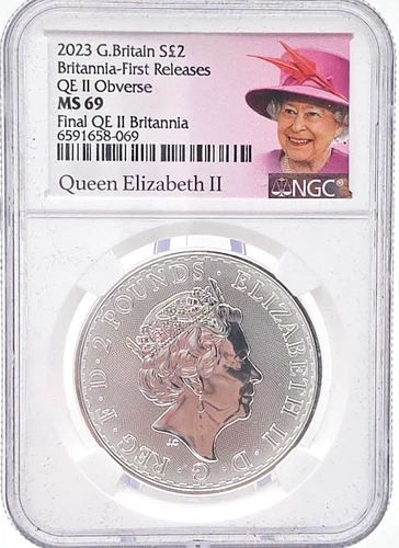2023 Great Britain S 2 Pounds Queen Elizabeth II NGC MS69 Lot. 640