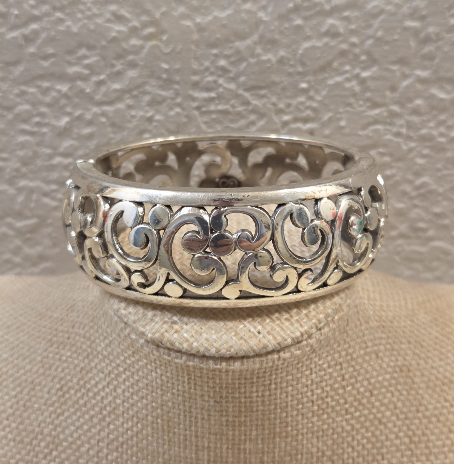 Brighton Hinged Scroll Work Wide Bangle Bracelet … - image 1
