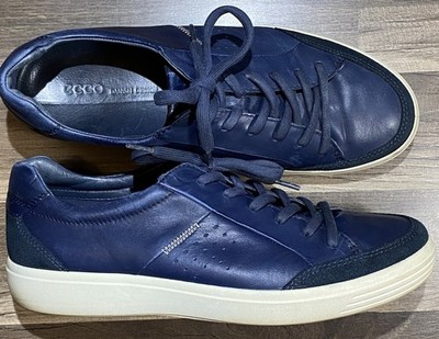 Ecco Shoes Men s 11 US 45 EU Sneakers Navy Blue Leather Casual Comfort Flexible