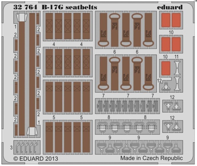 Eduard Accessories 32764 - 1:32 B-17G Seatbelts For HK Models - Etched Set - New