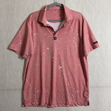 Bad Birdie Men's Large Paint Splat Short Sleeve Performance Golf Polo Shirt