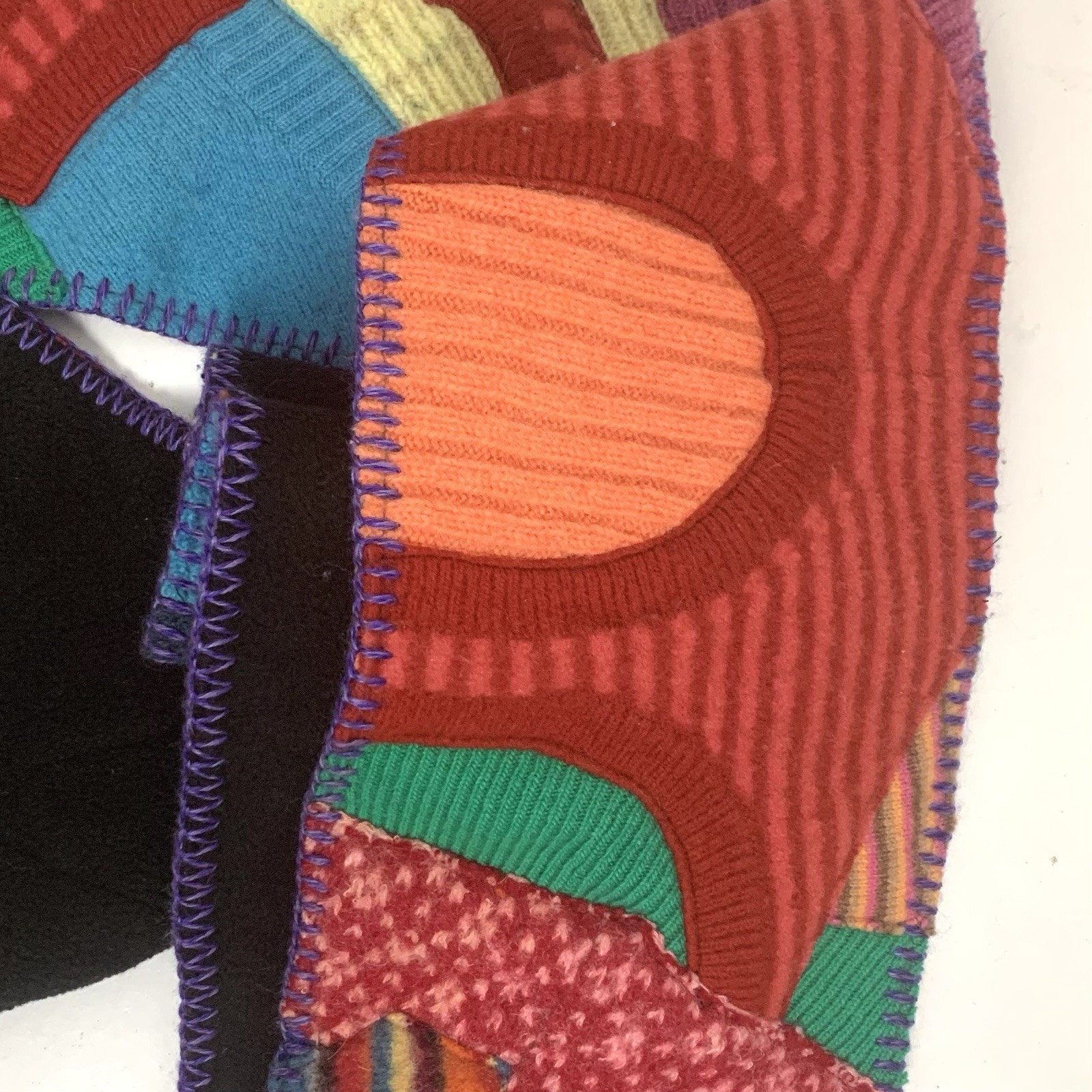 Wool Blend Patchwork Knit Colorful Scarf FITCH Sp… - image 5