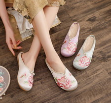 Women's Chinese Floral Slippers Embroidery Comfortable Cotton cloth House Shoes
