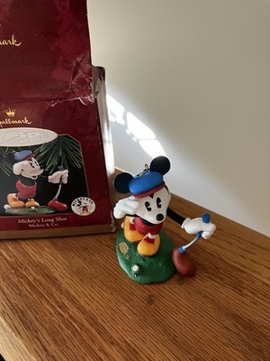 Mickey Long Shot Golfing Ornament 2 1/2  Resin In Box