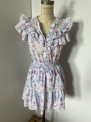 LOVESHACKFANCY x Target Women's S Lou Purple Floral Ruffle Tiered Dress Mini