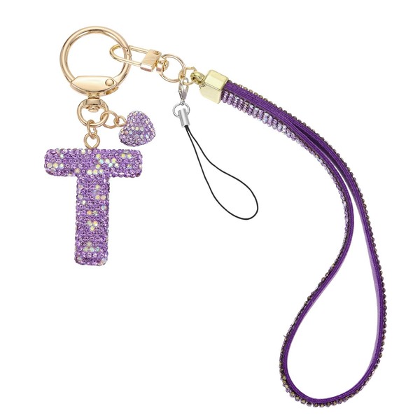 Initial Brief FüR Damen Buchstabe A-Z SchlüSselanhäNger Glitzer Lila-T-image