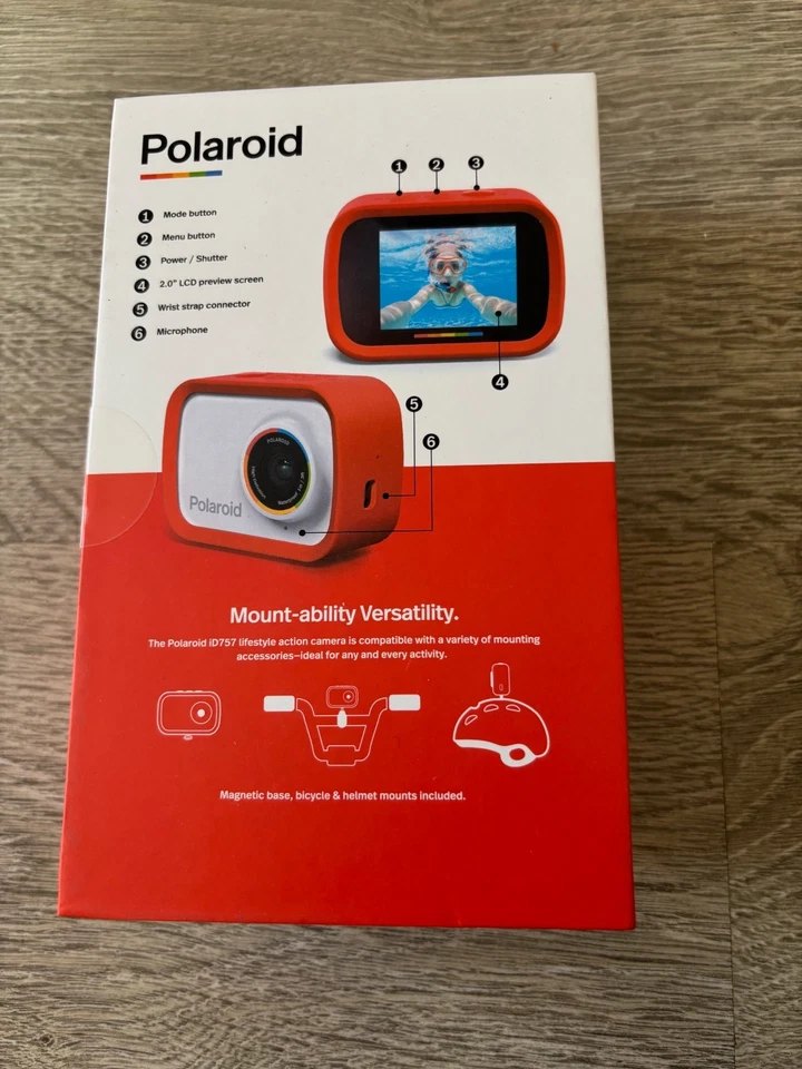BNIB Polaroid iD757 Lifestyle Sport Action HD Recording Waterproof Camera - RED - Image 4 of 4