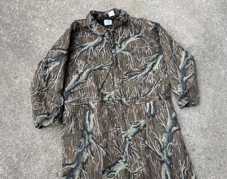 Vintage 80s Mossy Oak Full Foliage Camo Hunting Bottomland Coveralls Talon Lined - Image 3 of 4