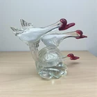 Vintage Hand blown MCM Murano Dark Red/White Glass Swan 10"