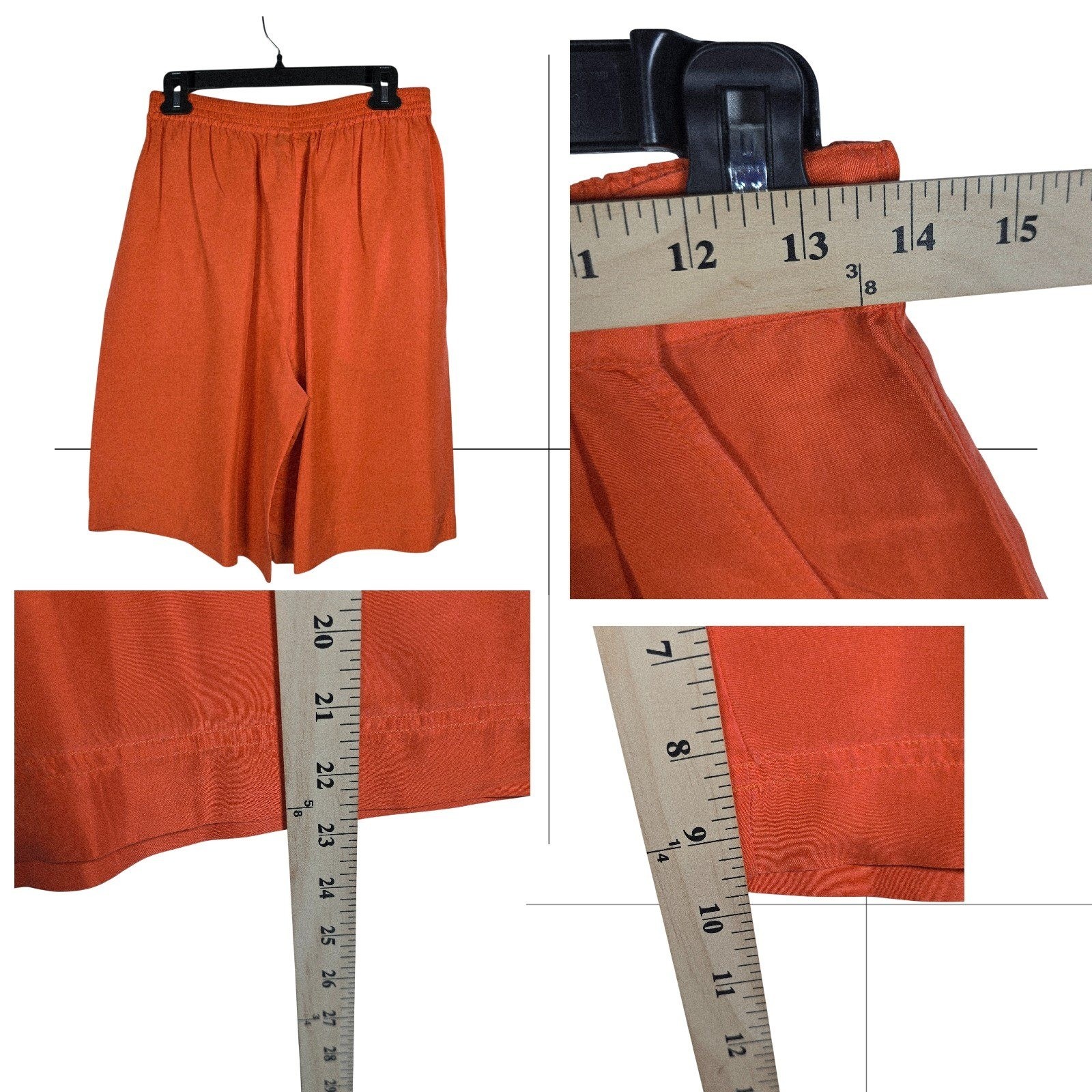 Vintage Niveau Classix 100% Silk Tank Top (L) Shorts (S) Set Orange Women