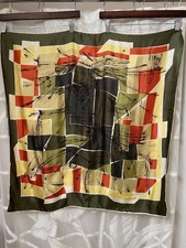 Vintage Abstract Design 30"X 30" Hand Rolled 100 Acetate made in Japan Scarf