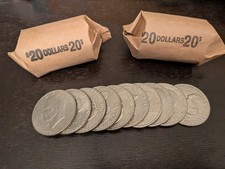 Lot Of 40 Eisenhower Ike 1 Dollar Coins 1971-1978 Bicentennial 2 Full Rolls