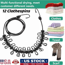 Heavy-Duty Portable Retractable Travel Clothesline with 12 Clothespins US STOCK
