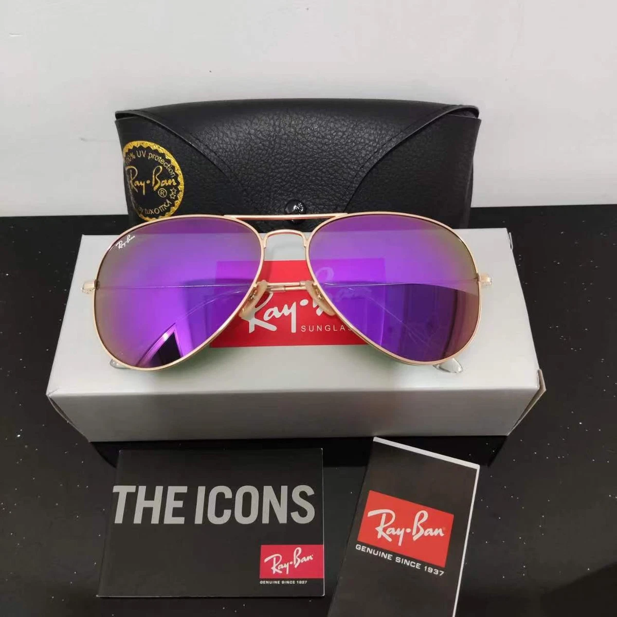 Ray-Ban Pilot Purple Sunglasses for Men for sale | eBay display picture 1