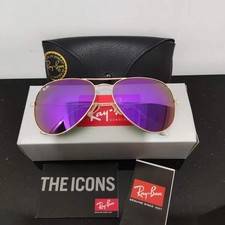 RAY-BAN RB3026, aviator sunglasses , Gold Frame/Large 62mm Purple Lens