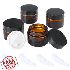 OverNews 2oz Amber Glass Jar Cosmetic Container Travel Size with Spatula