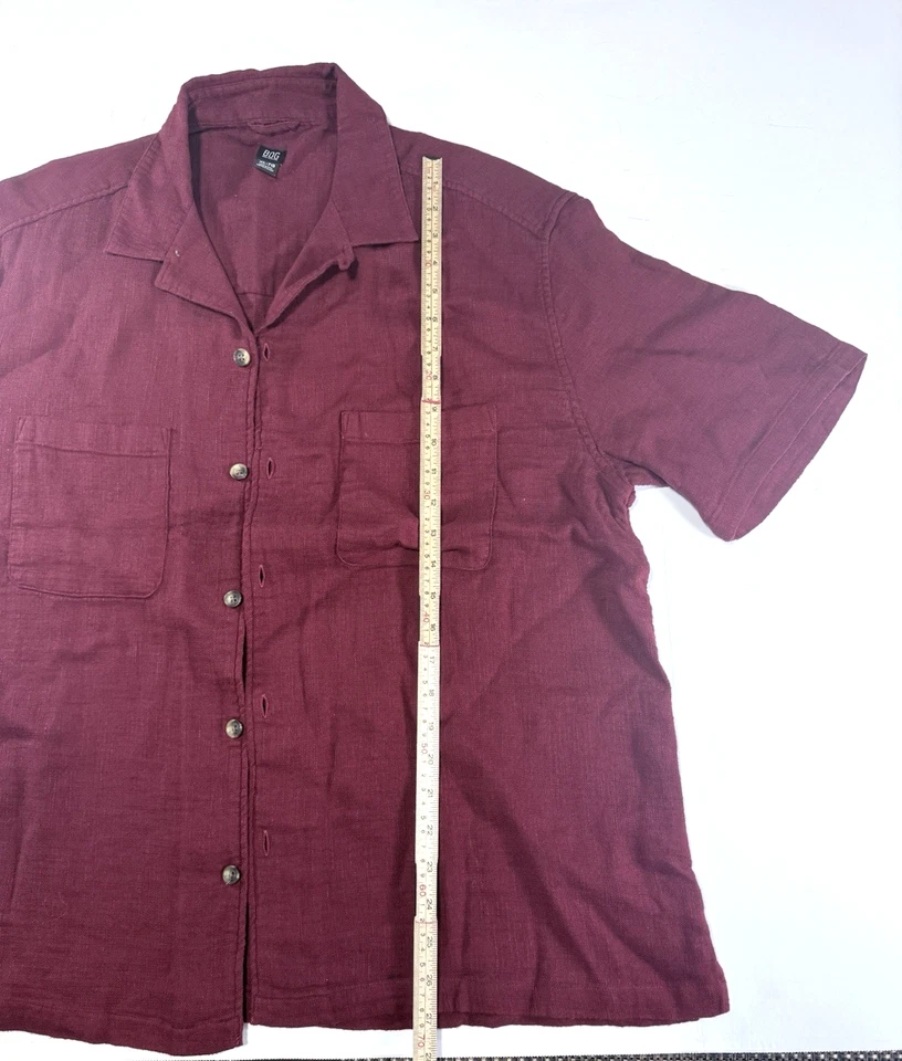 BOG Urban Outfitters Men Button Up Shirt Solid Collared Red Short Sleeve XL - Image 3 of 4