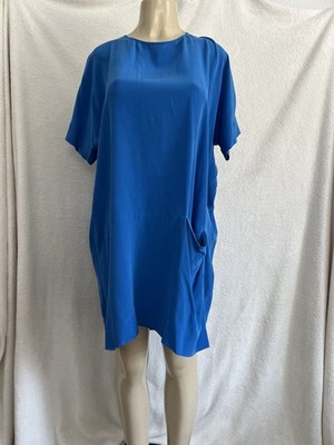cos silk shirt dress COS Gathered Washed-Silk Midi Shirt Dress in Blue
