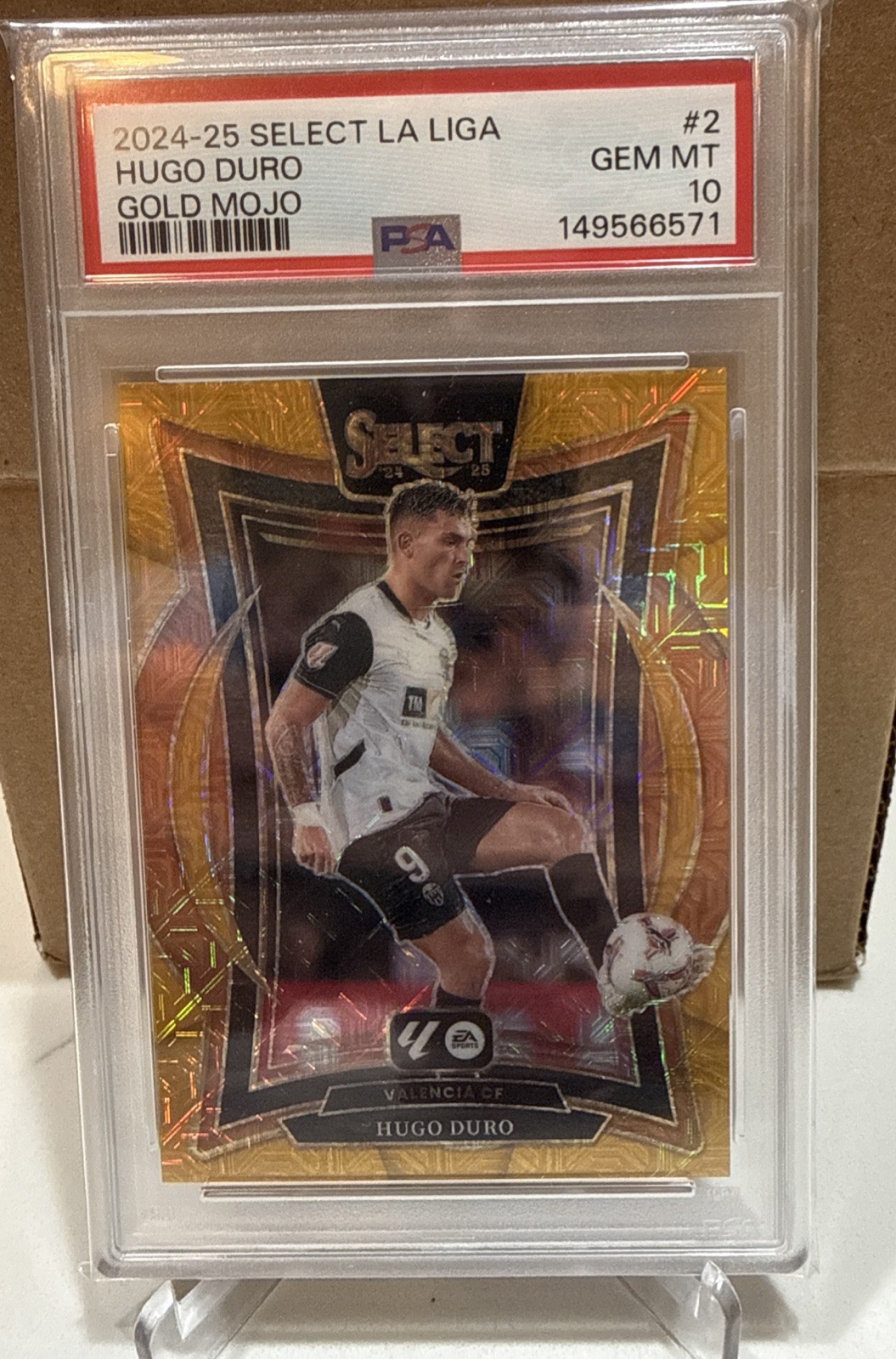 2024-25 Select La Liga Hugo Duro Terrace Gold Mojo Prizm #4/10 PSA 10 Valencia