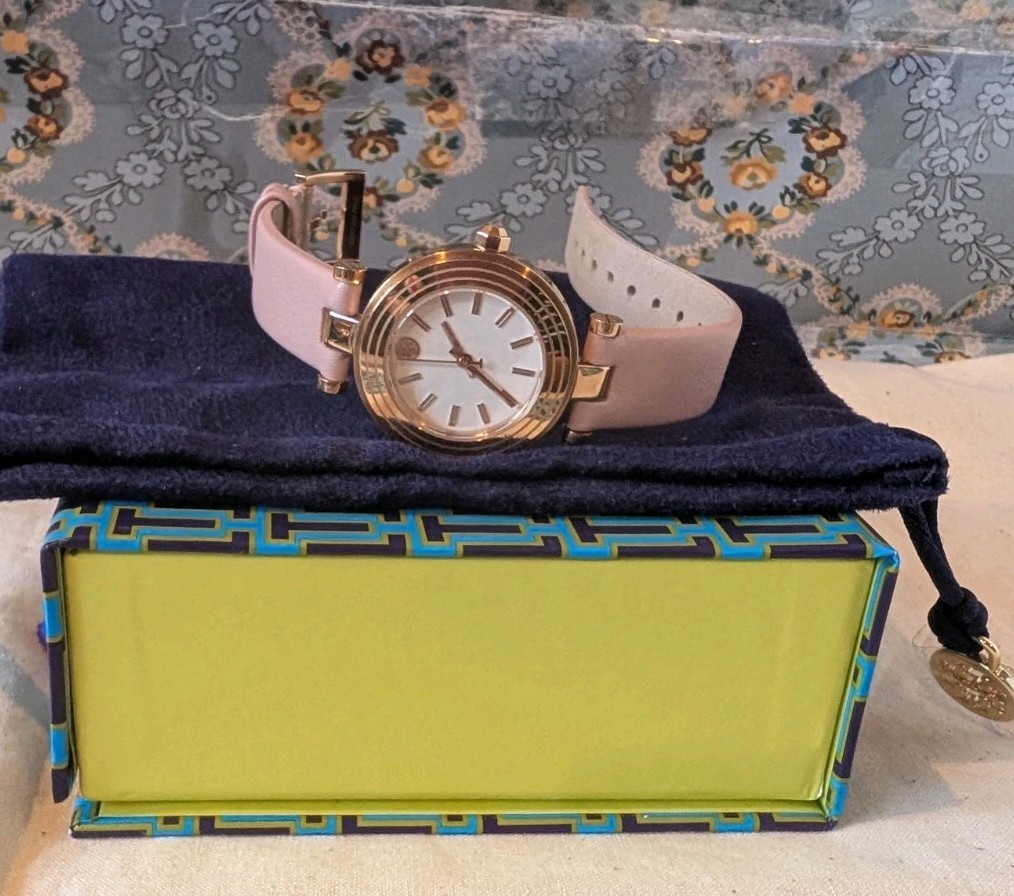 Tory Burch Classic T Pink Rose Gold Leather Watch TBW9012 | eBay