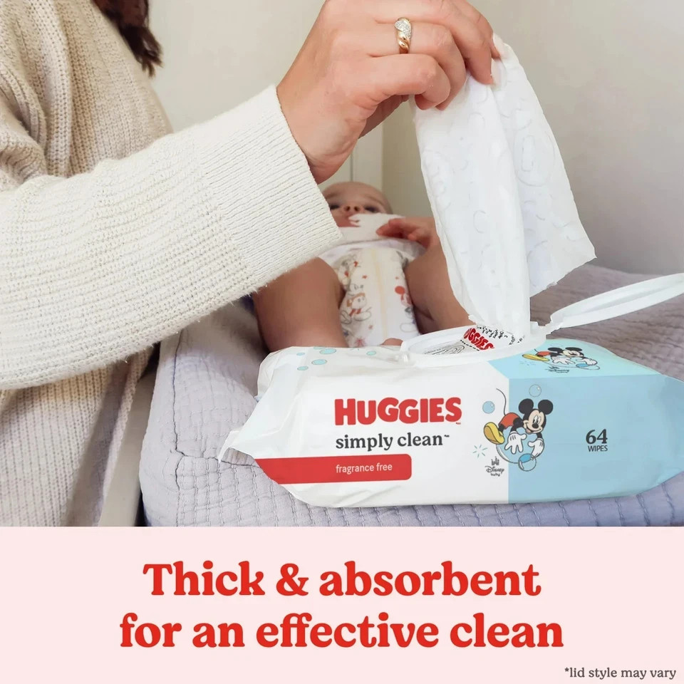 Huggies Simply Clean Unscented Baby Wipes ,11 Flip -Top Packs (704 Wipes Total)