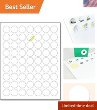 Self-Adhesive 1" Round White Labels - 30 Sheets for Inkjet and Laser Printing