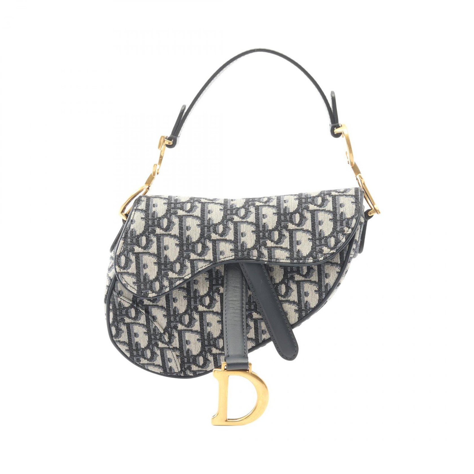 Dior Mini Saddlebag in Oblique Jacquard Handbag canvas leather Beige Navy Used