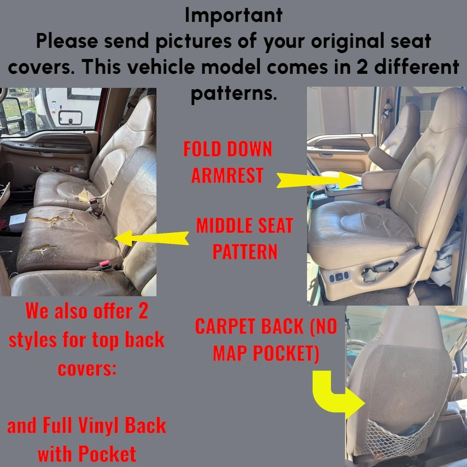 Fundas de asiento completas para Ford F250 Lariat Super Duty 1998-2000 gris cuero genuino Foto 2 de 4