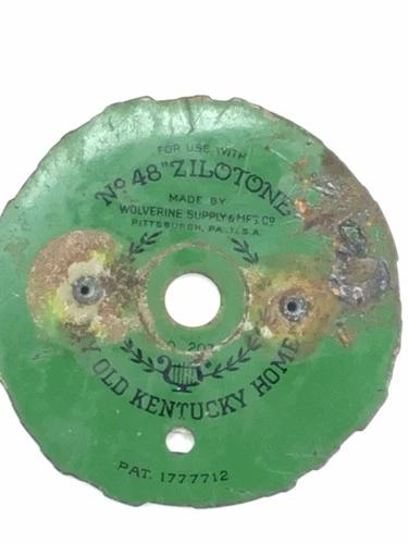Vintage 1930'S Wolverine 48 Zilotone Old Kentucky Home Music Record No. 207